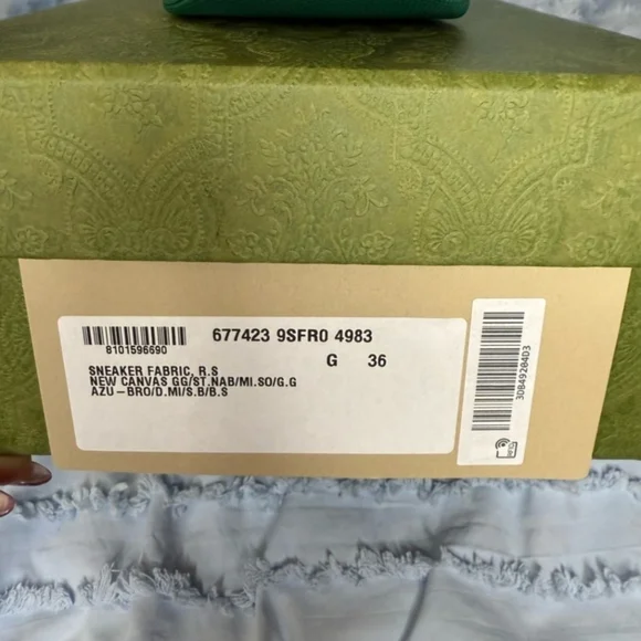 Gucci Crystal Embellished Cream and Blue Sneakers - Picture 10 of 11